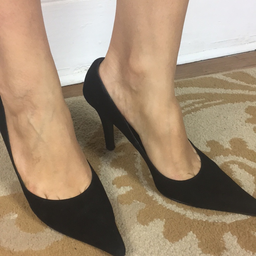 Black suede Michael Shannon heels